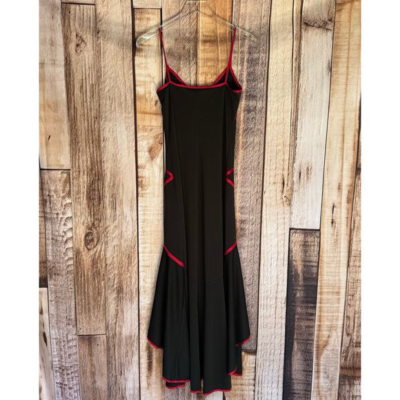 Taboo Dress Y2K Large Vintage Event Black Red Trim Asymmetrical Vampirecore - Picture 2 of 8